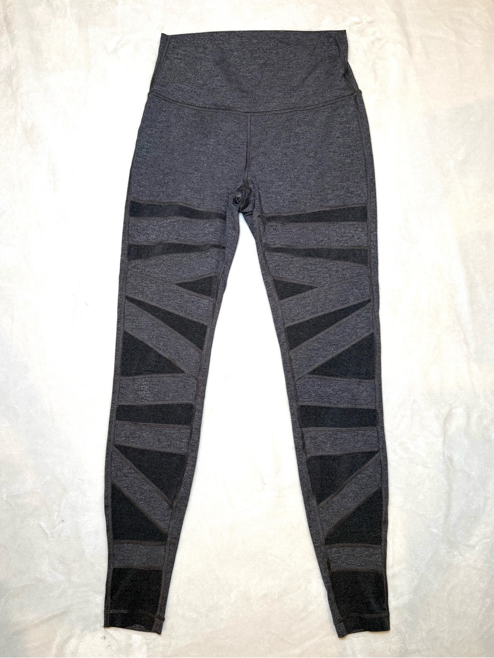 Lululemon Inspire Mesh Leggings Gray Crisscross Panel High Rise 8